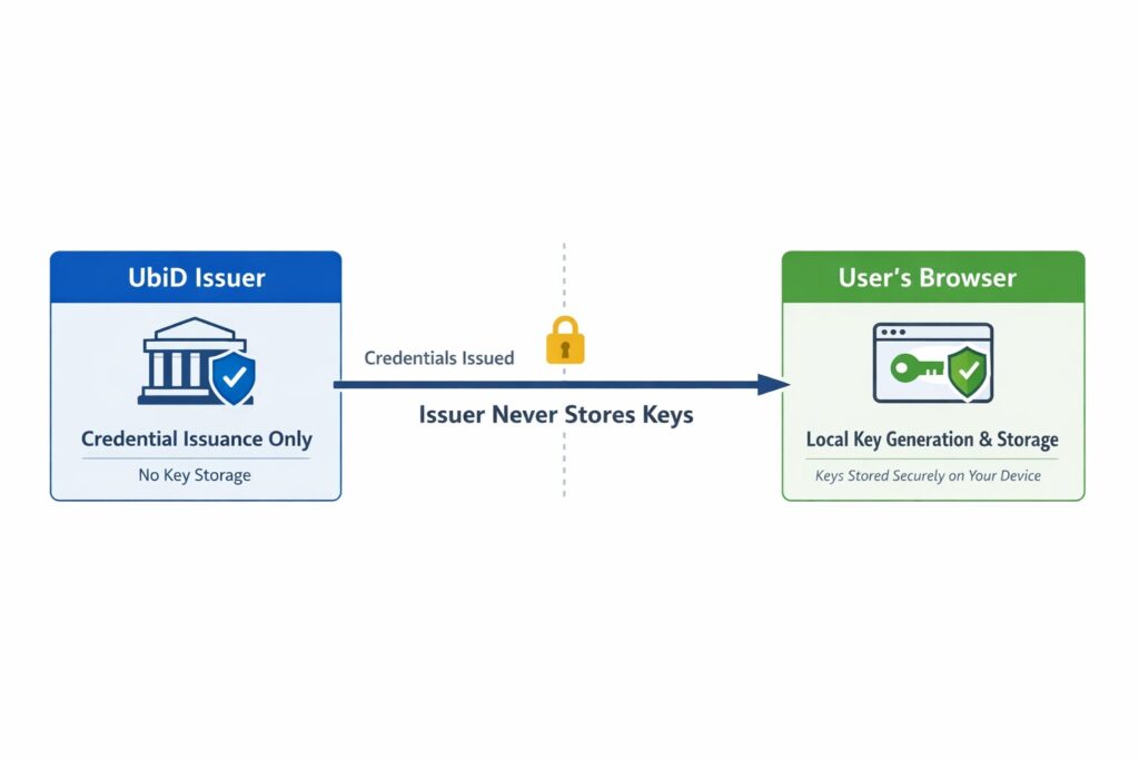 Issuer never stores keys